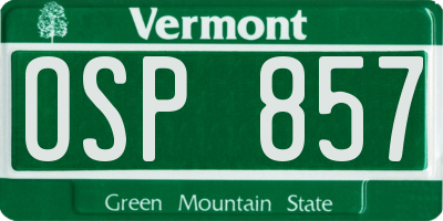 VT license plate OSP857