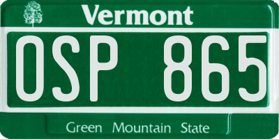 VT license plate OSP865