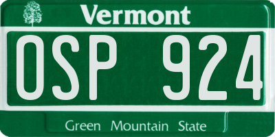 VT license plate OSP924