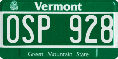 VT license plate OSP928
