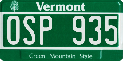 VT license plate OSP935