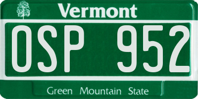 VT license plate OSP952