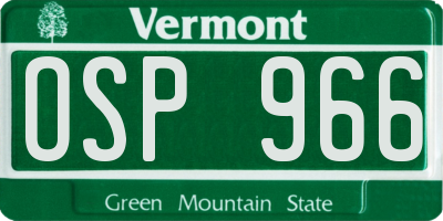 VT license plate OSP966