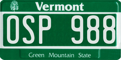 VT license plate OSP988