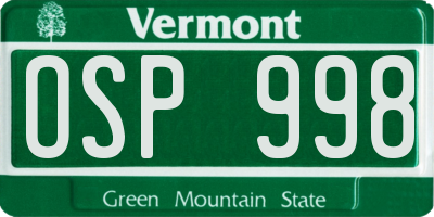 VT license plate OSP998