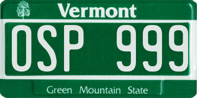 VT license plate OSP999