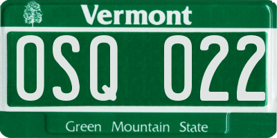 VT license plate OSQ022