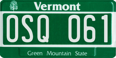 VT license plate OSQ061