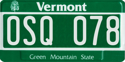 VT license plate OSQ078