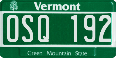 VT license plate OSQ192