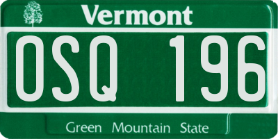 VT license plate OSQ196