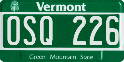 VT license plate OSQ226
