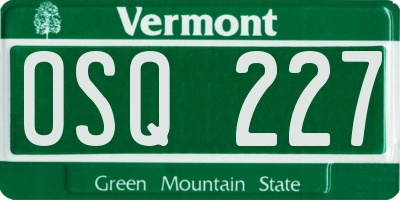 VT license plate OSQ227