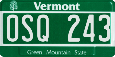 VT license plate OSQ243