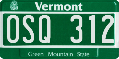 VT license plate OSQ312