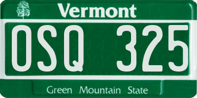 VT license plate OSQ325
