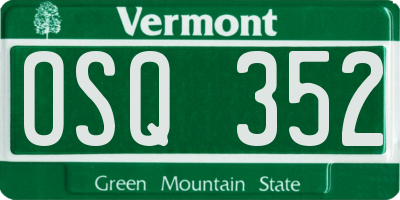 VT license plate OSQ352