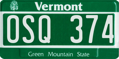 VT license plate OSQ374