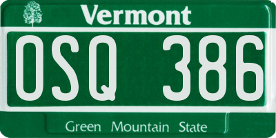 VT license plate OSQ386