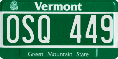 VT license plate OSQ449