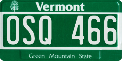 VT license plate OSQ466