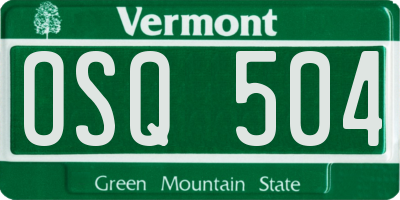 VT license plate OSQ504