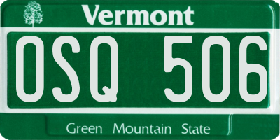 VT license plate OSQ506