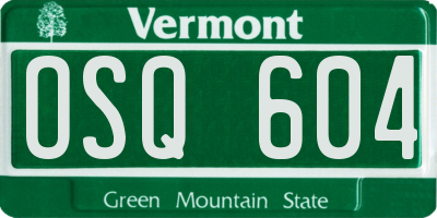 VT license plate OSQ604