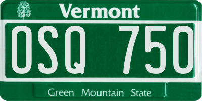 VT license plate OSQ750