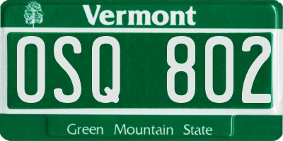 VT license plate OSQ802
