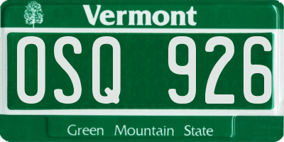 VT license plate OSQ926