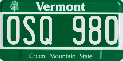 VT license plate OSQ980