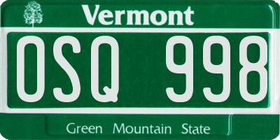 VT license plate OSQ998