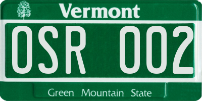 VT license plate OSR002