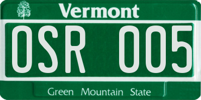 VT license plate OSR005