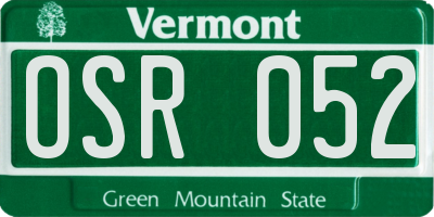 VT license plate OSR052
