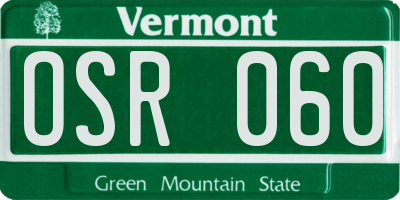 VT license plate OSR060