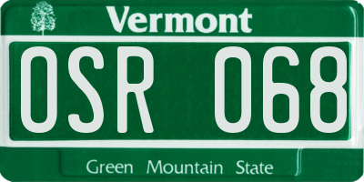 VT license plate OSR068
