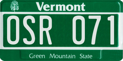 VT license plate OSR071
