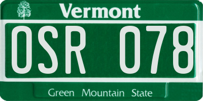 VT license plate OSR078