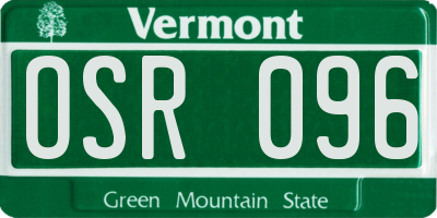 VT license plate OSR096