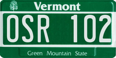 VT license plate OSR102