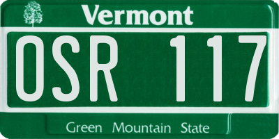 VT license plate OSR117