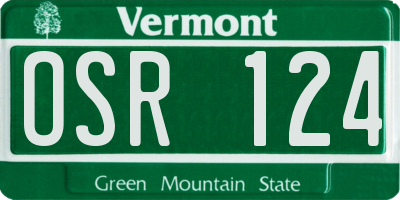 VT license plate OSR124