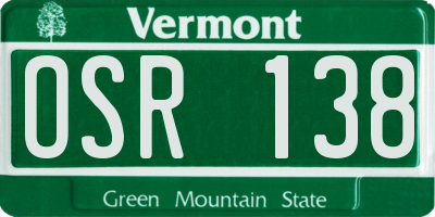 VT license plate OSR138