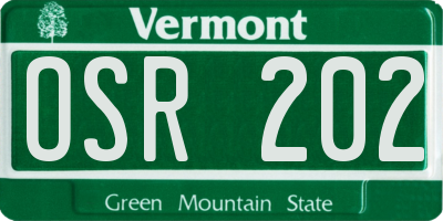 VT license plate OSR202