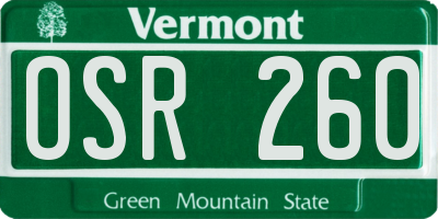 VT license plate OSR260