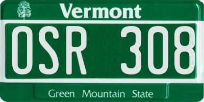 VT license plate OSR308