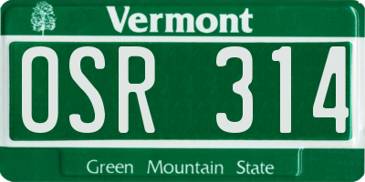 VT license plate OSR314