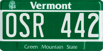 VT license plate OSR442